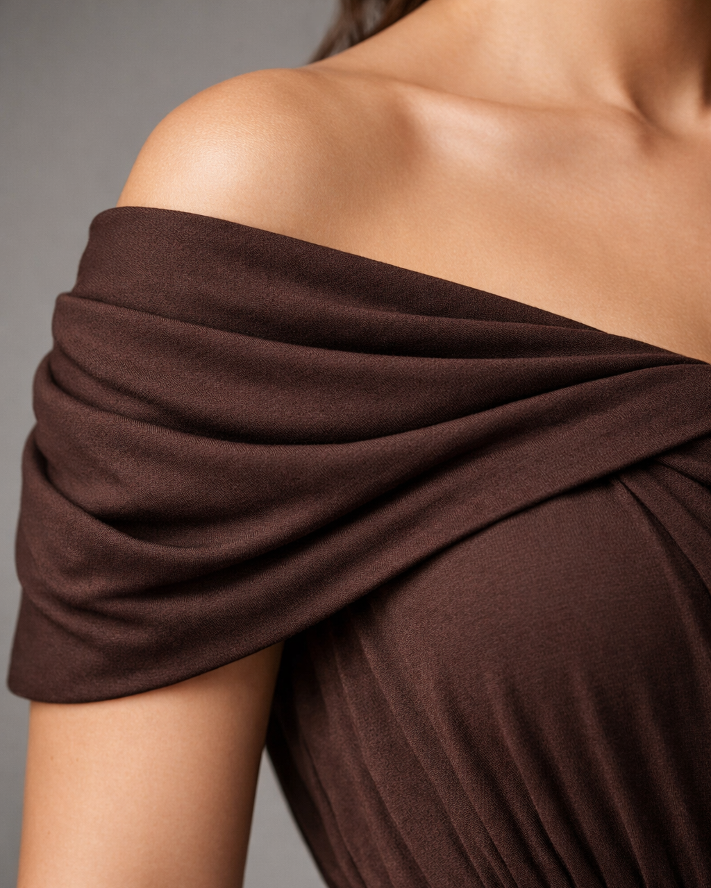 Off-Shoulder-Langarm-Maxikleid